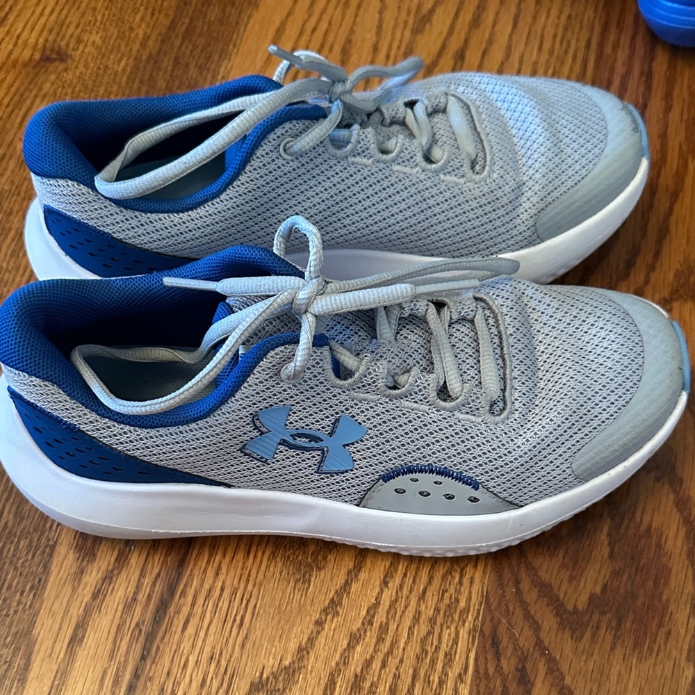 Under Armour Light Gray and Royal Blue Athletic Shoes